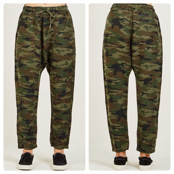 NSF Green Camo Harem Linen Blend Pants 💚 Medium - Picture 1 of 10